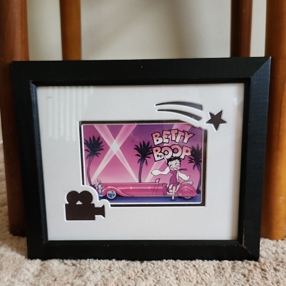 Betty Boop Framed Art with Pink Car 1997 Hollywood - Picture 1 of 7